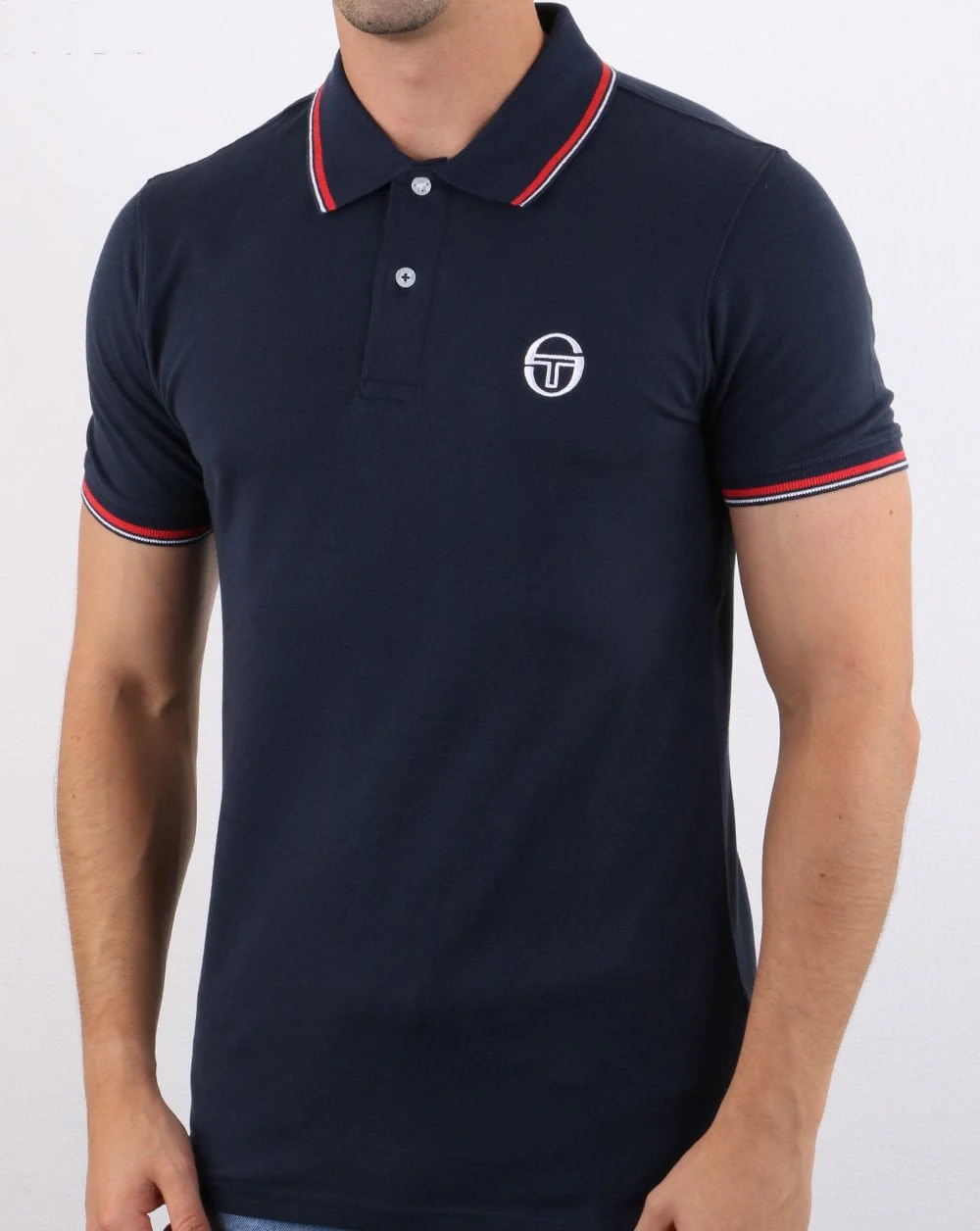 Sergio Tacchini Tipped Polo Shirt Navy/white