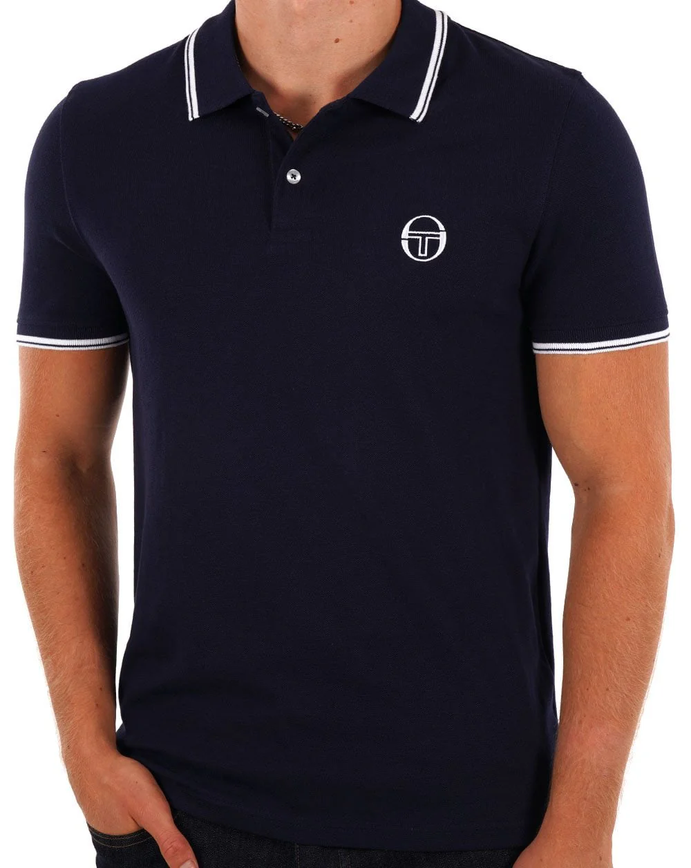 Sergio Tacchini Tipped Polo Shirt Navy / White - Image 3