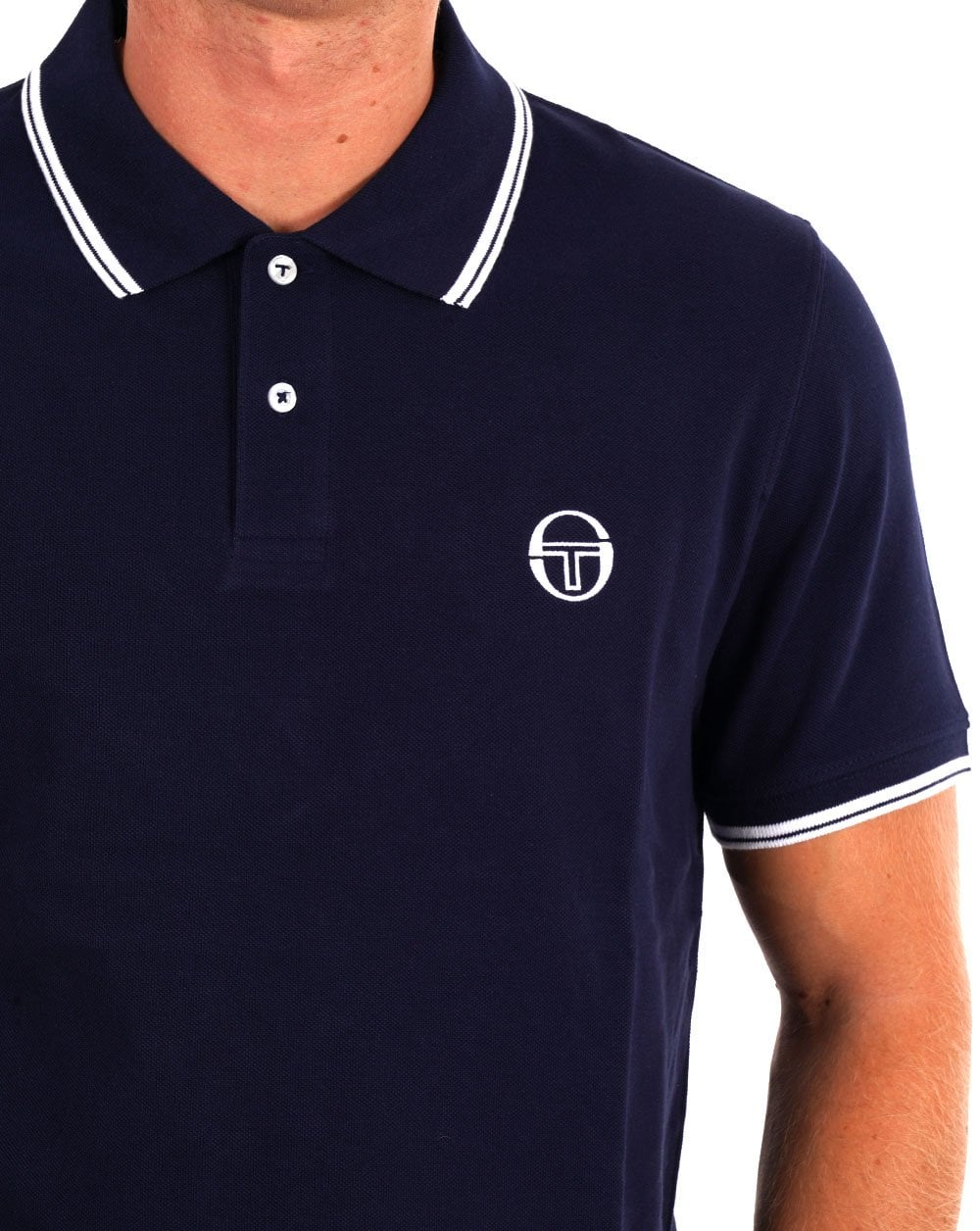 Sergio Tacchini Tipped Polo Shirt Navy White - Image 2