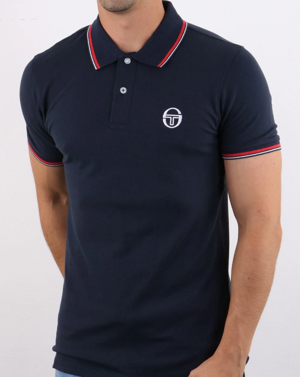 Sergio Tacchini Tipped Polo Shirt Navy/white - Image 3