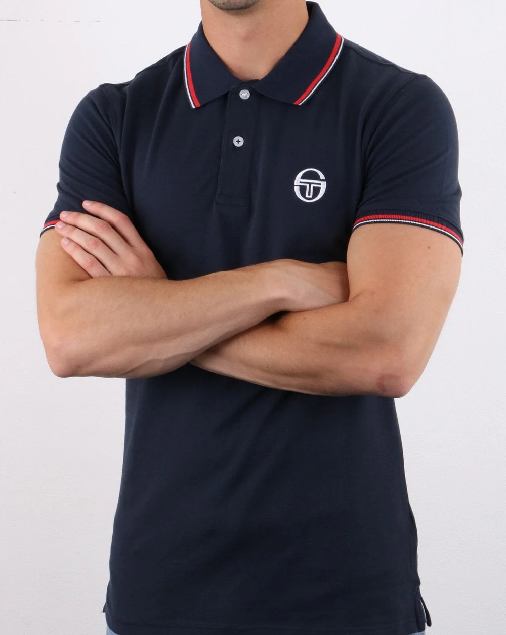 Sergio Tacchini Tipped Polo Shirt Navy/white - Image 4