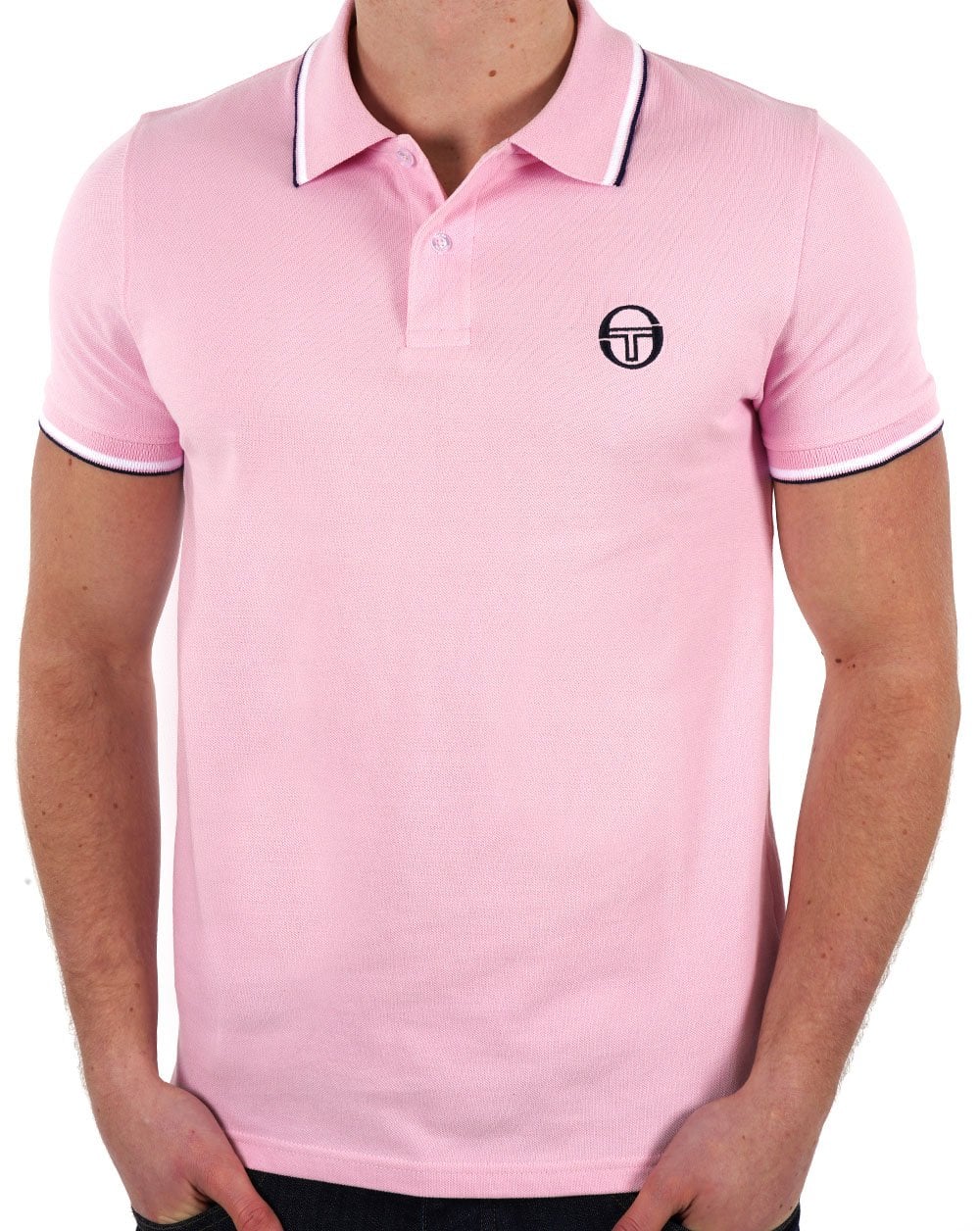 Sergio Tacchini Tipped Polo Shirt Pink - Image 3