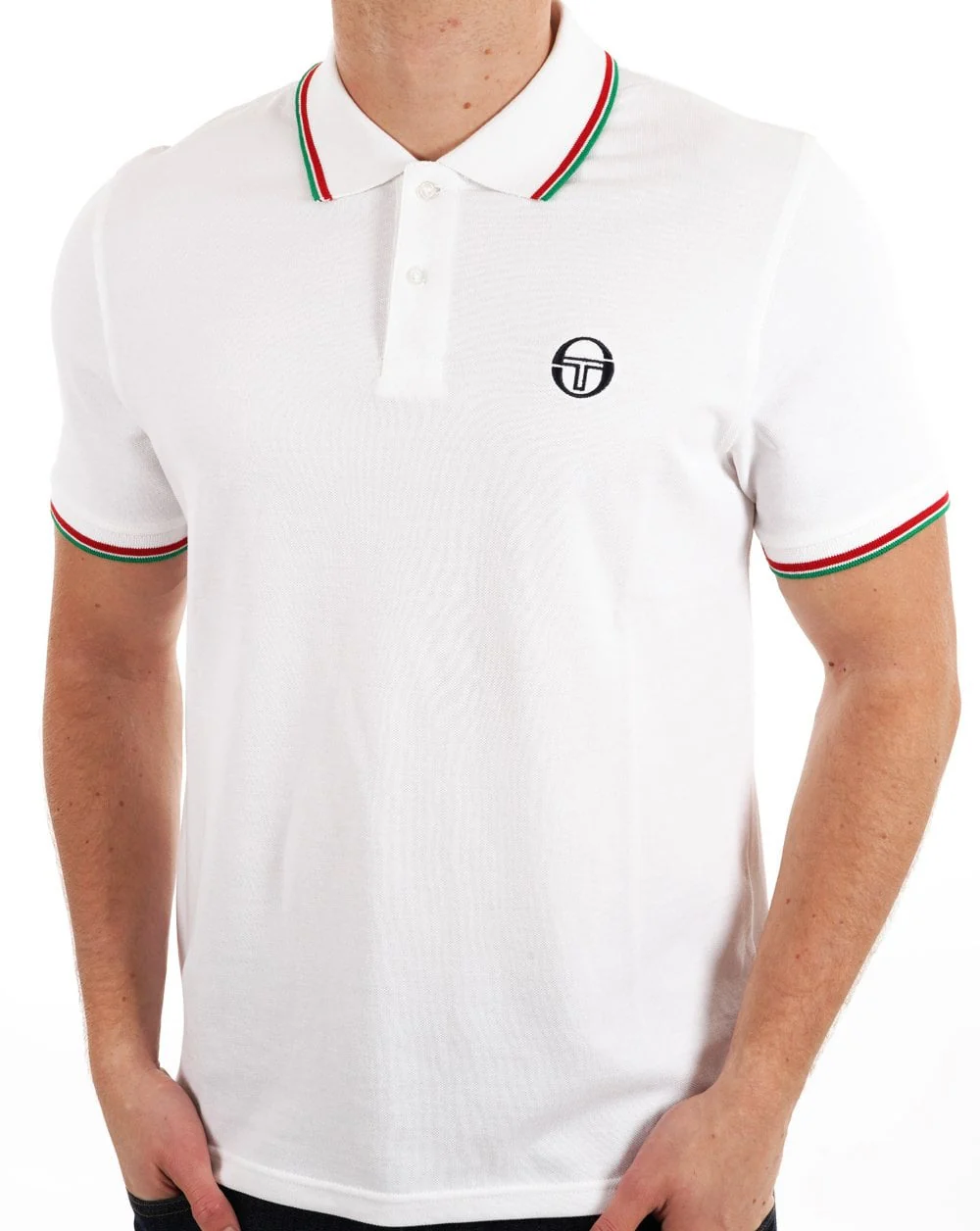 Sergio Tacchini Tipped Polo Shirt White/Italia - Image 3