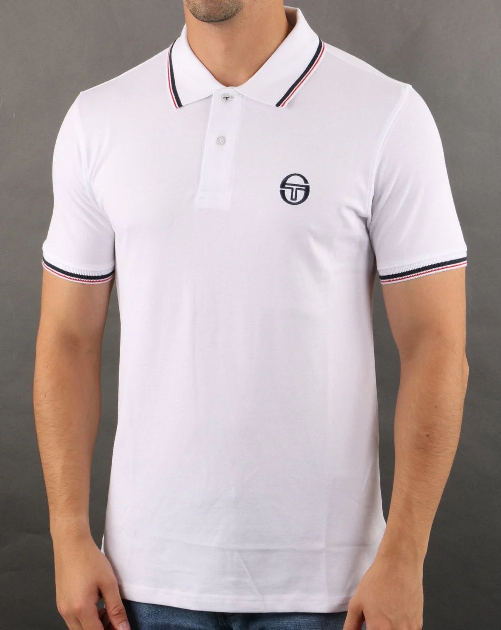 Sergio Tacchini Tipped Polo Shirt White/Navy