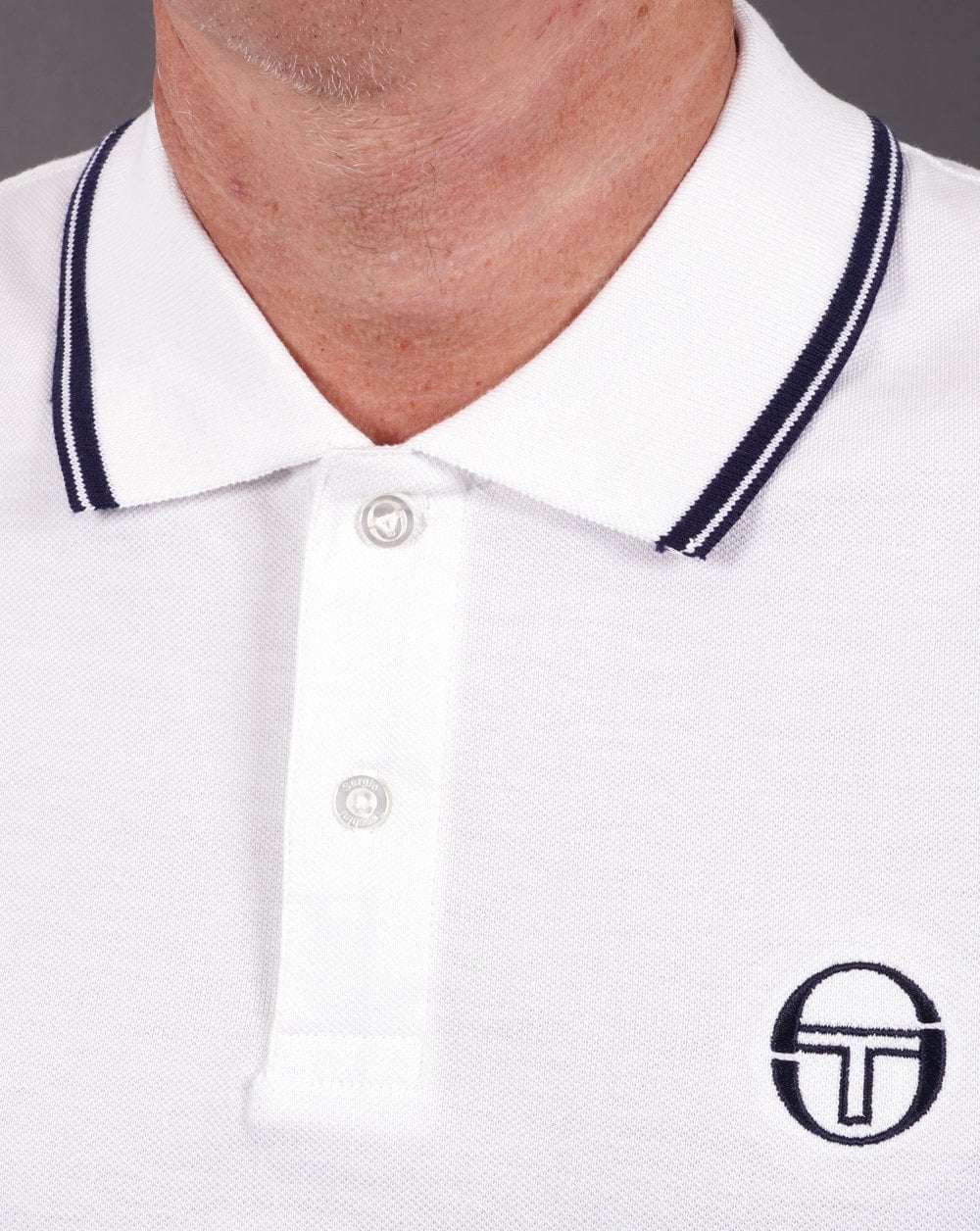 Sergio Tacchini Tipped Polo Shirt White Navy - Image 2