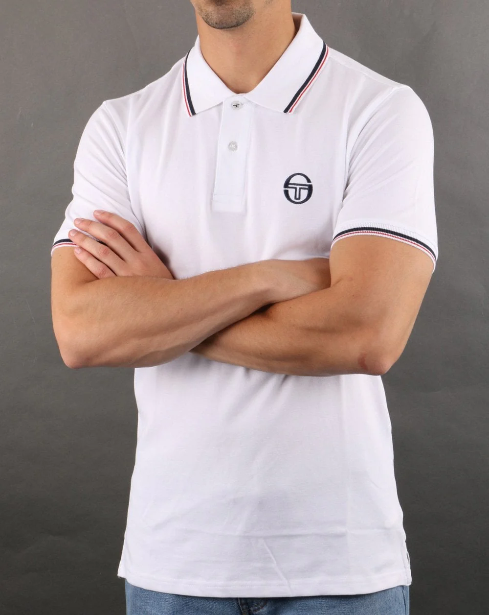 Sergio Tacchini Tipped Polo Shirt White/Navy - Image 3