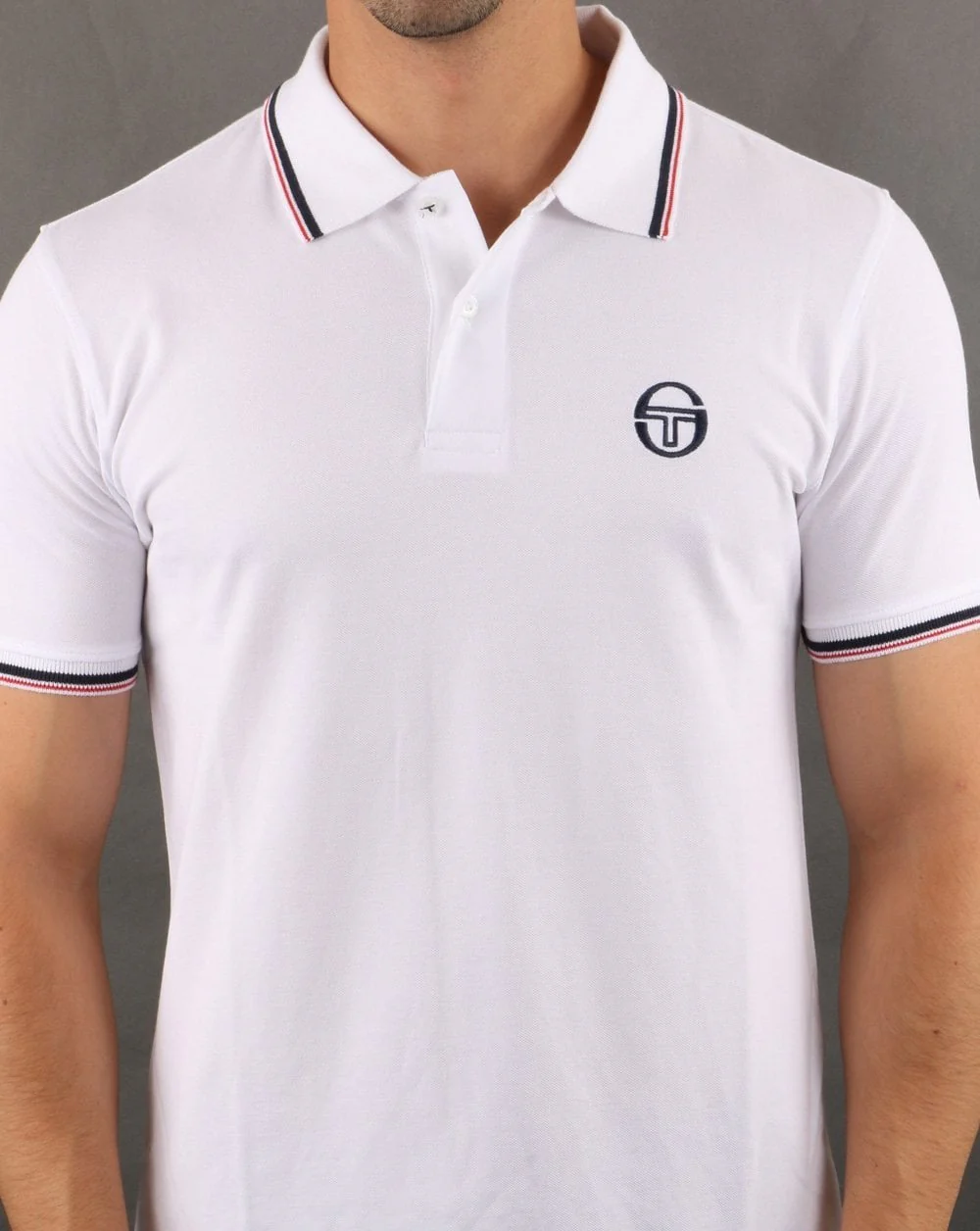 Sergio Tacchini Tipped Polo Shirt White/Red - Image 4