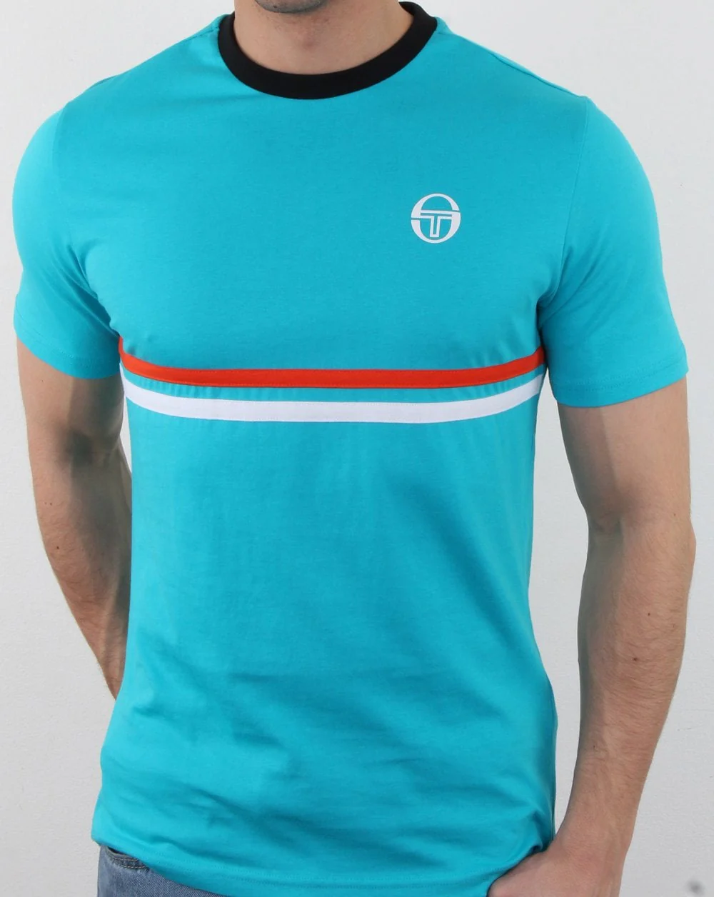 Sergio Tacchini Two Stripe T Shirt Bluebird - Image 2
