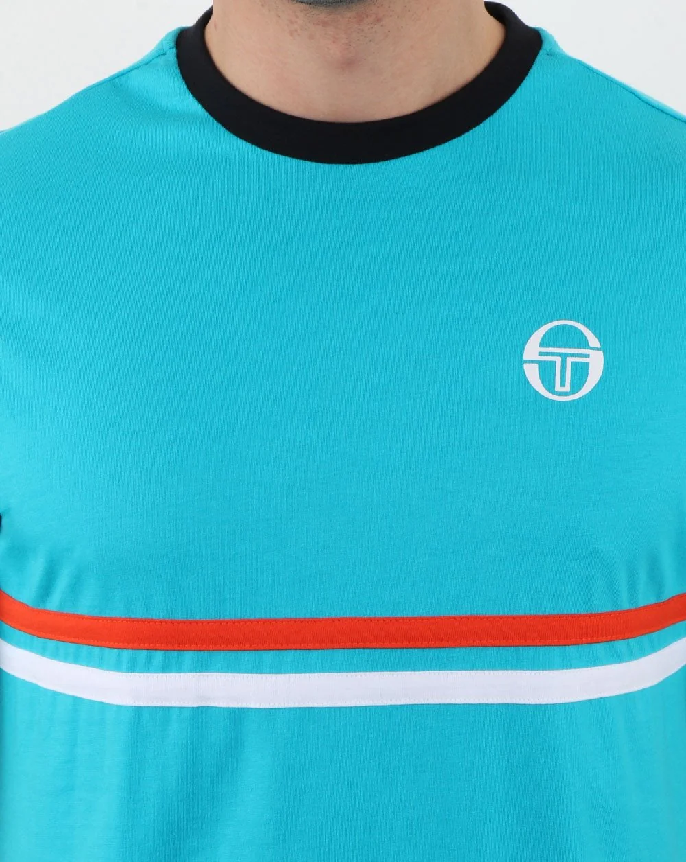 Sergio Tacchini Two Stripe T Shirt Bluebird - Image 3