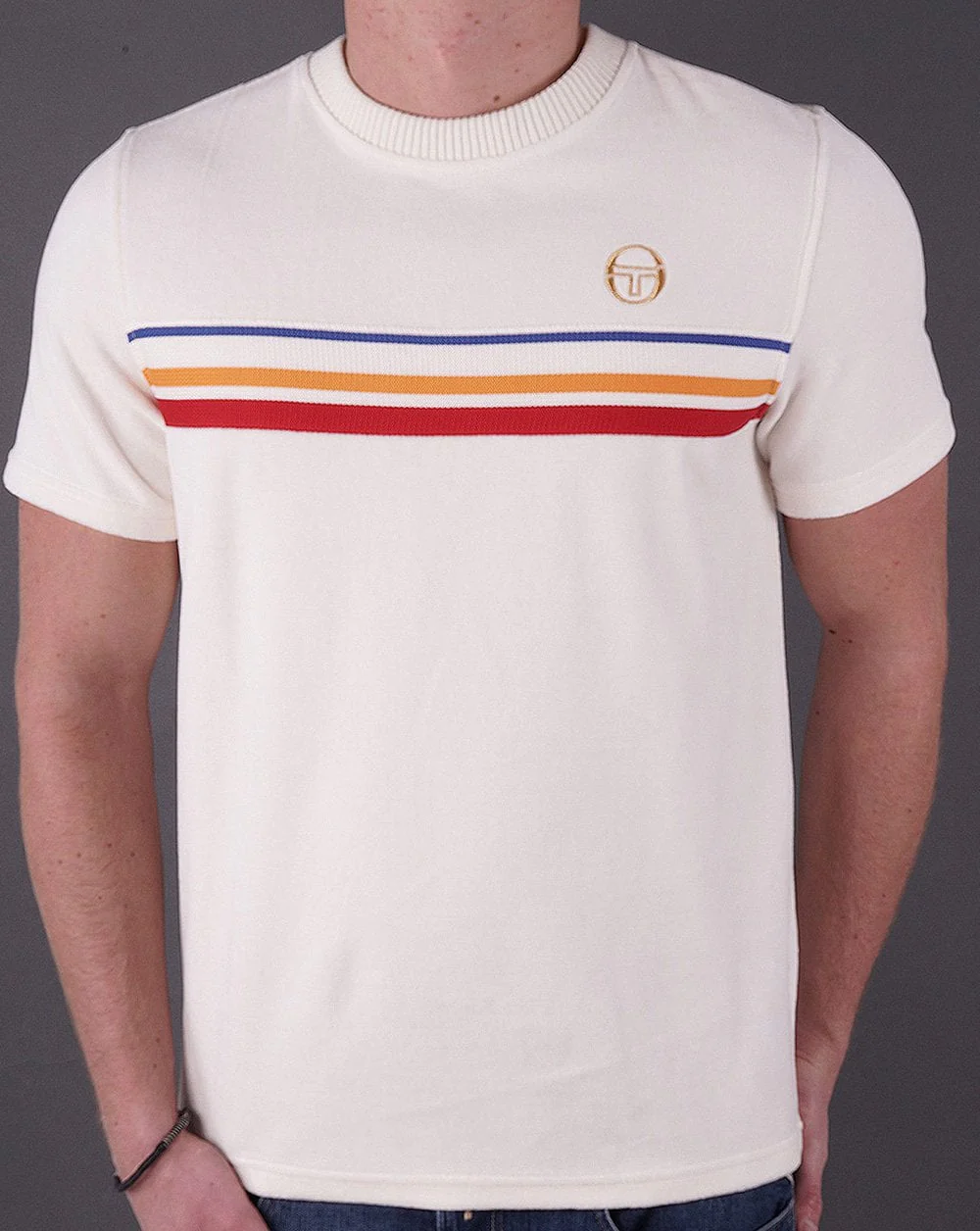 Sergio Tacchini Velour T Shirt Gardenia - Image 3