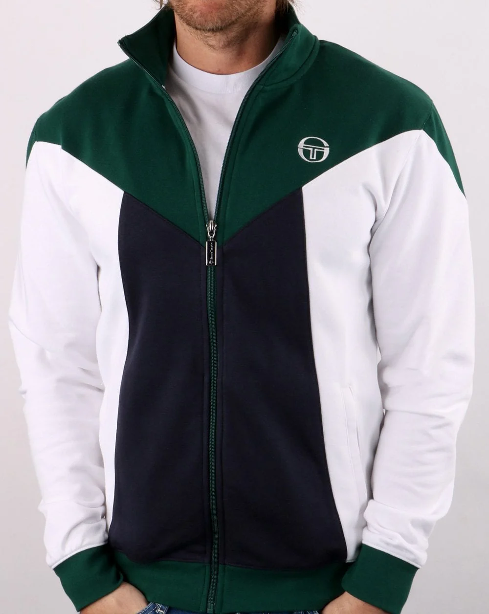 Sergio Tacchini Vero Track Top Green / White / Navy - Image 4