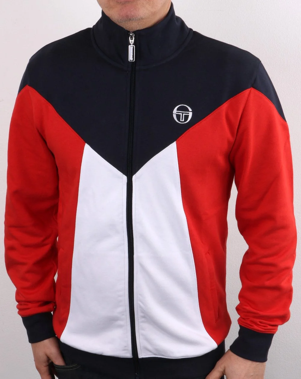 Sergio Tacchini Vero Track Top Navy/White/red - Image 3