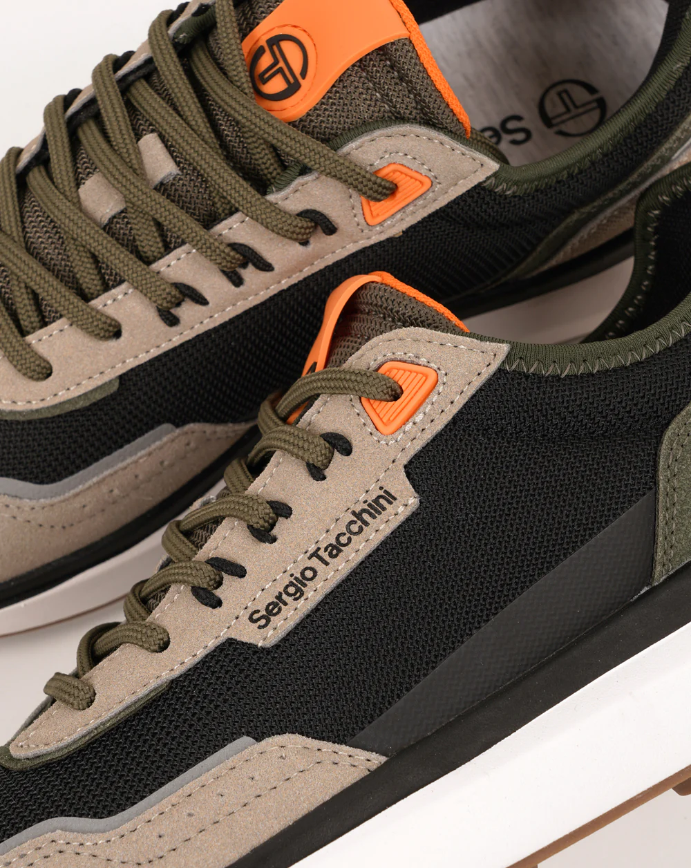Sergio Tacchini Verona Trainers Black/Khaki/Orange - Image 3