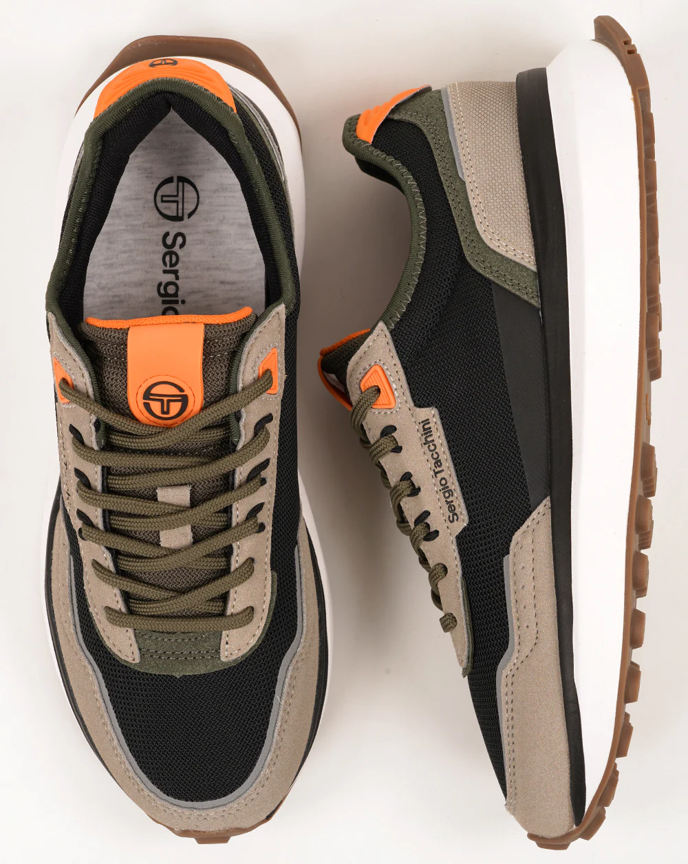 Sergio Tacchini Verona Trainers Black/Khaki/Orange - Image 4