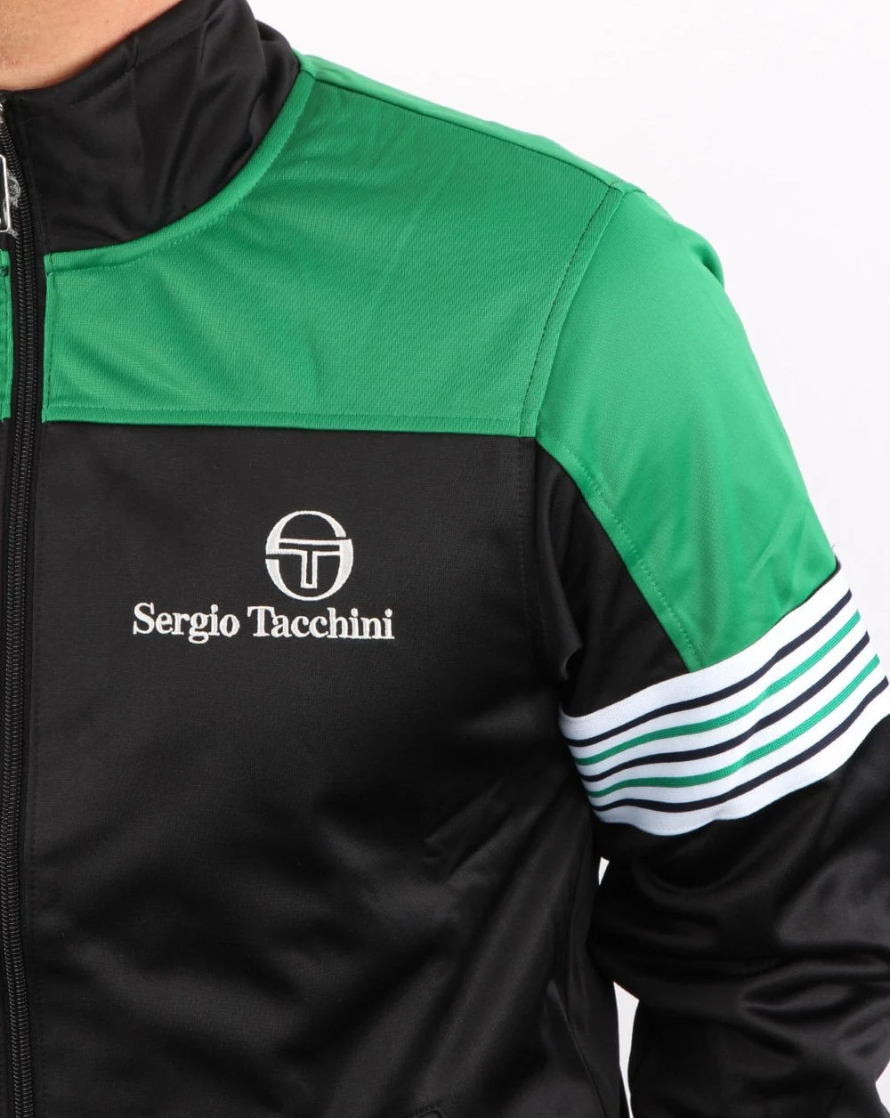 Sergio Tacchini Wilander Track Top Black/Green/White - Image 2