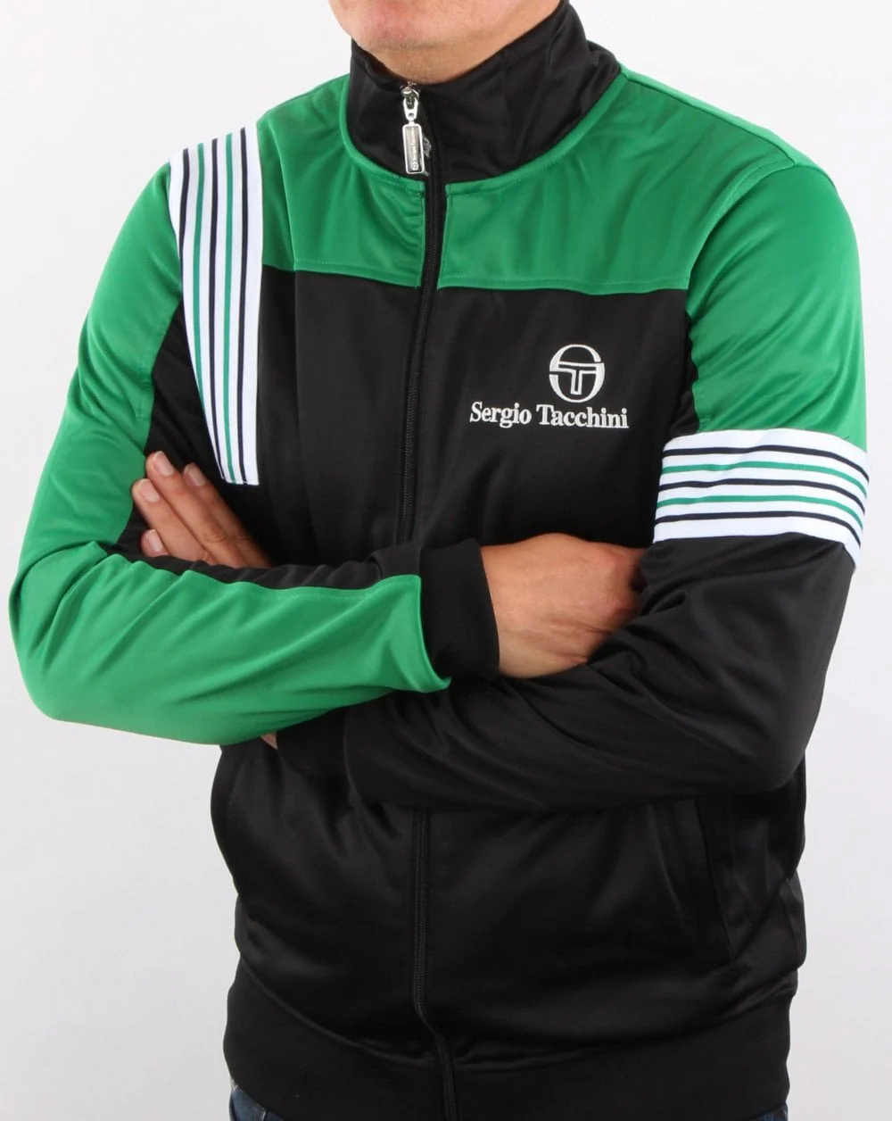Sergio Tacchini Wilander Track Top Black/Green/White - Image 5