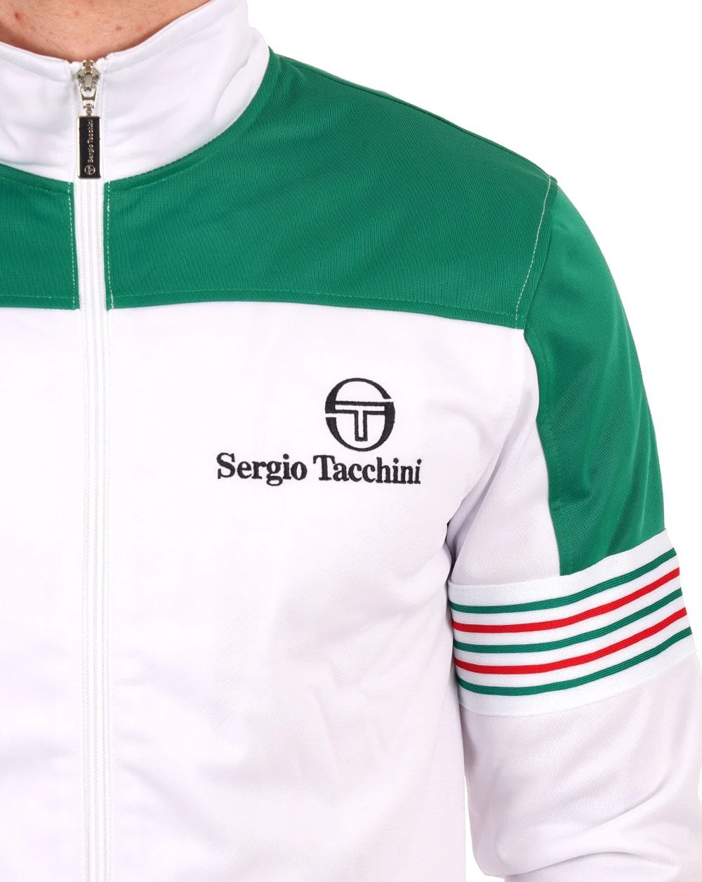 Sergio Tacchini Wilander Track Top White/Green - Image 3