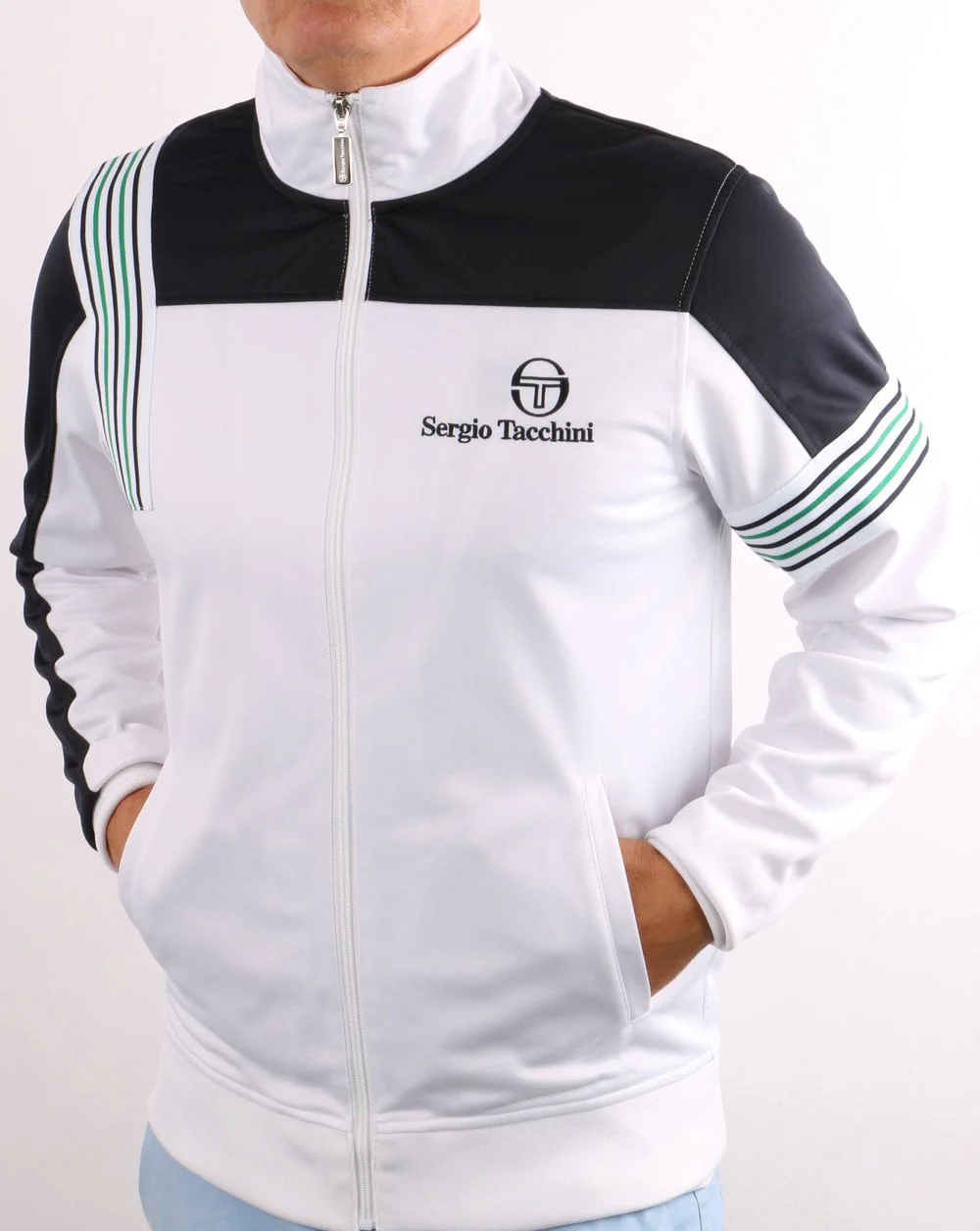 Sergio Tacchini Wilander Track Top White/Navy/Green