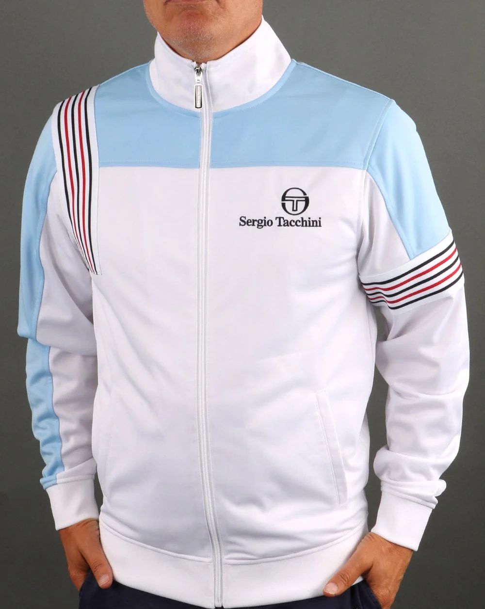 Sergio Tacchini Wilander Track Top White Sky - Image 4