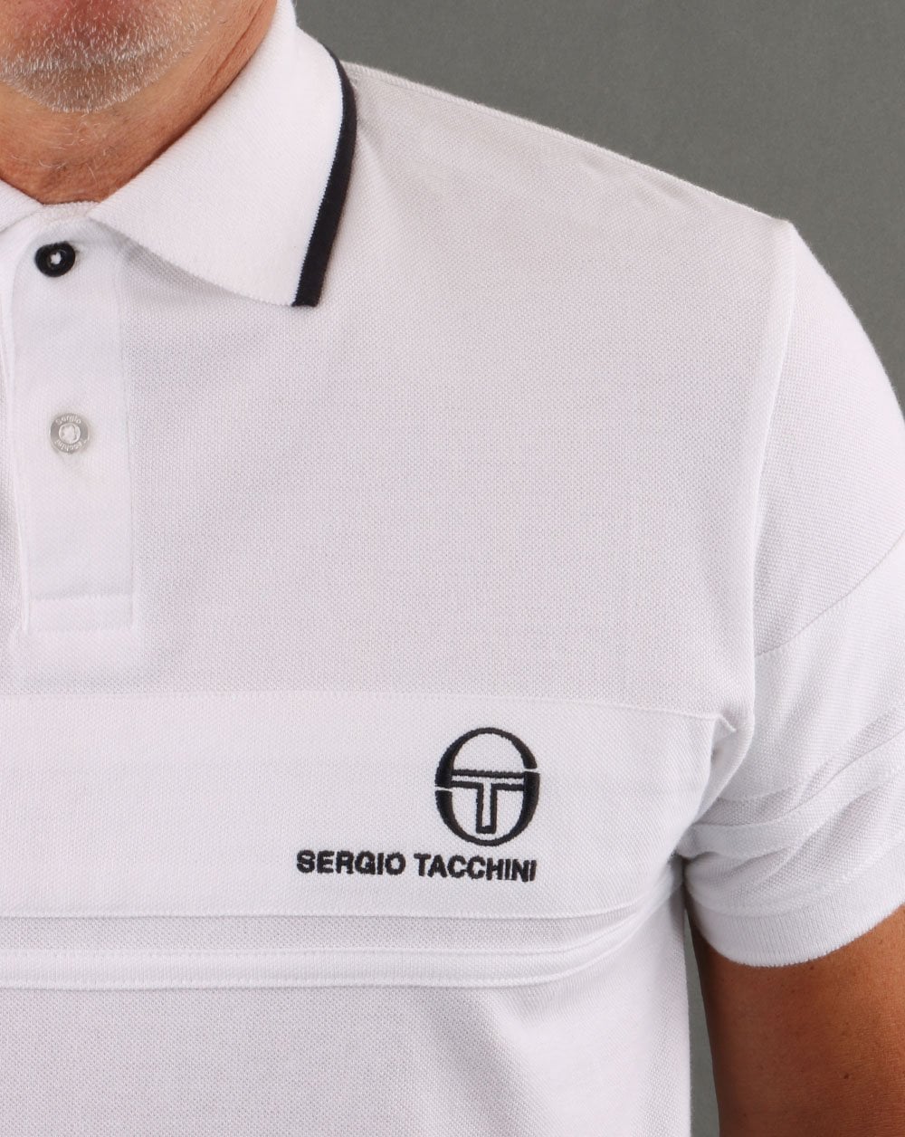 Sergio Tacchini YL Polo Shirt White/Navy - Image 2