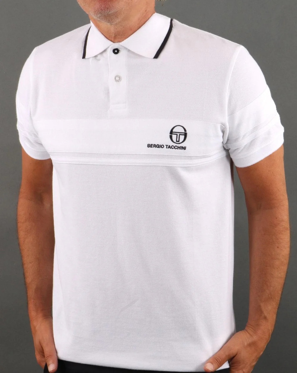 Sergio Tacchini YL Polo Shirt White/Navy - Image 3