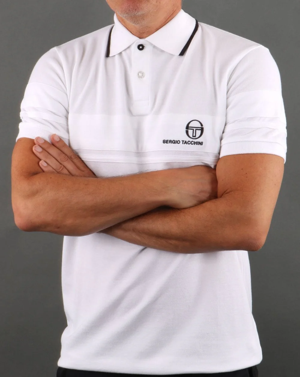 Sergio Tacchini YL Polo Shirt White/Navy - Image 4