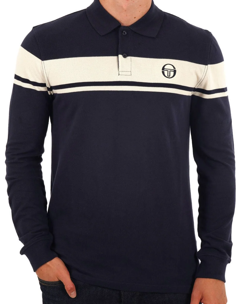 Sergio Tacchini Young Line Long Sleeve Polo Shirt Navy