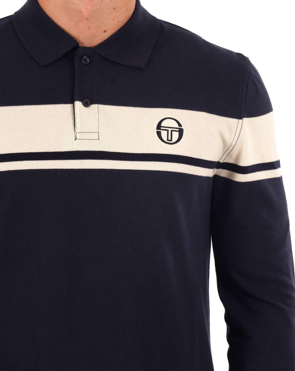 Sergio Tacchini Young Line Long Sleeve Polo Shirt Navy - Image 2