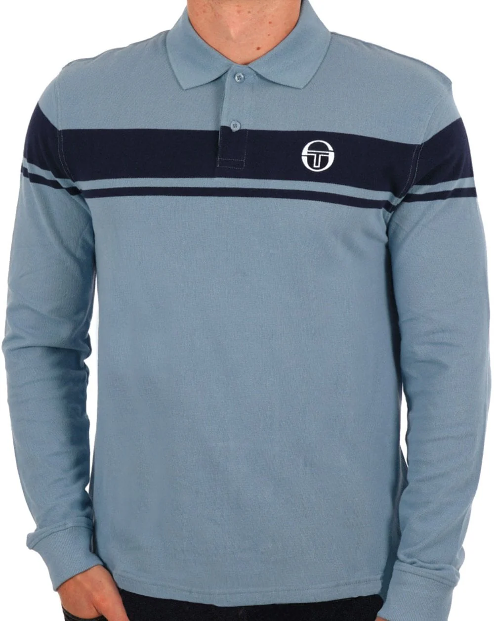 Sergio Tacchini Young Line LS Polo Shirt Dusky Blue/Navy