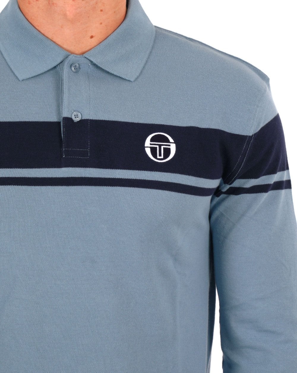 Sergio Tacchini Young Line LS Polo Shirt Dusky Blue/Navy - Image 2
