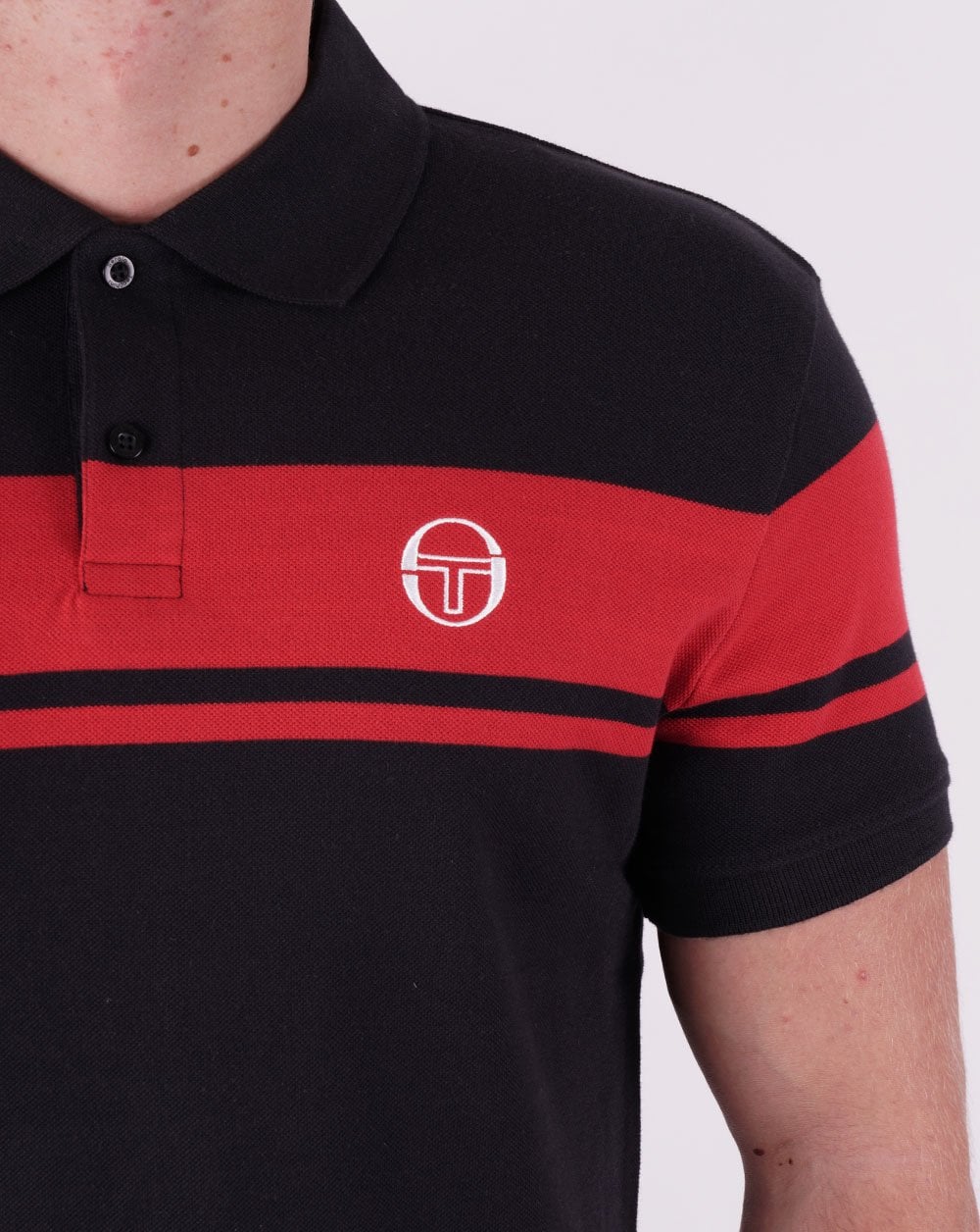Sergio Tacchini Young Line Polo Shirt Black/Dark Red - Image 2