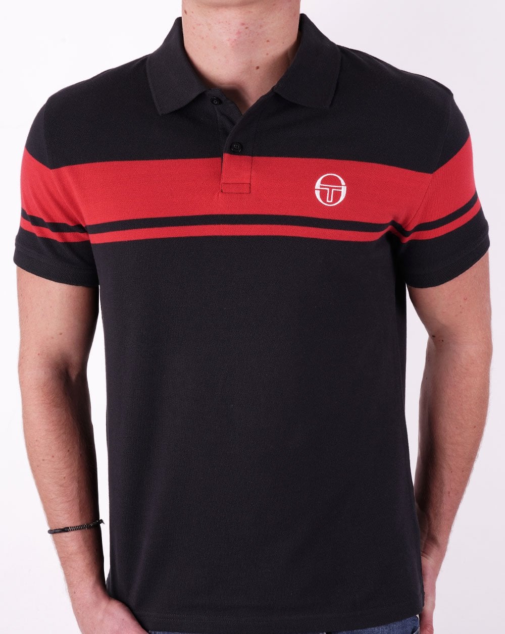 Sergio Tacchini Young Line Polo Shirt Black/Dark Red - Image 3