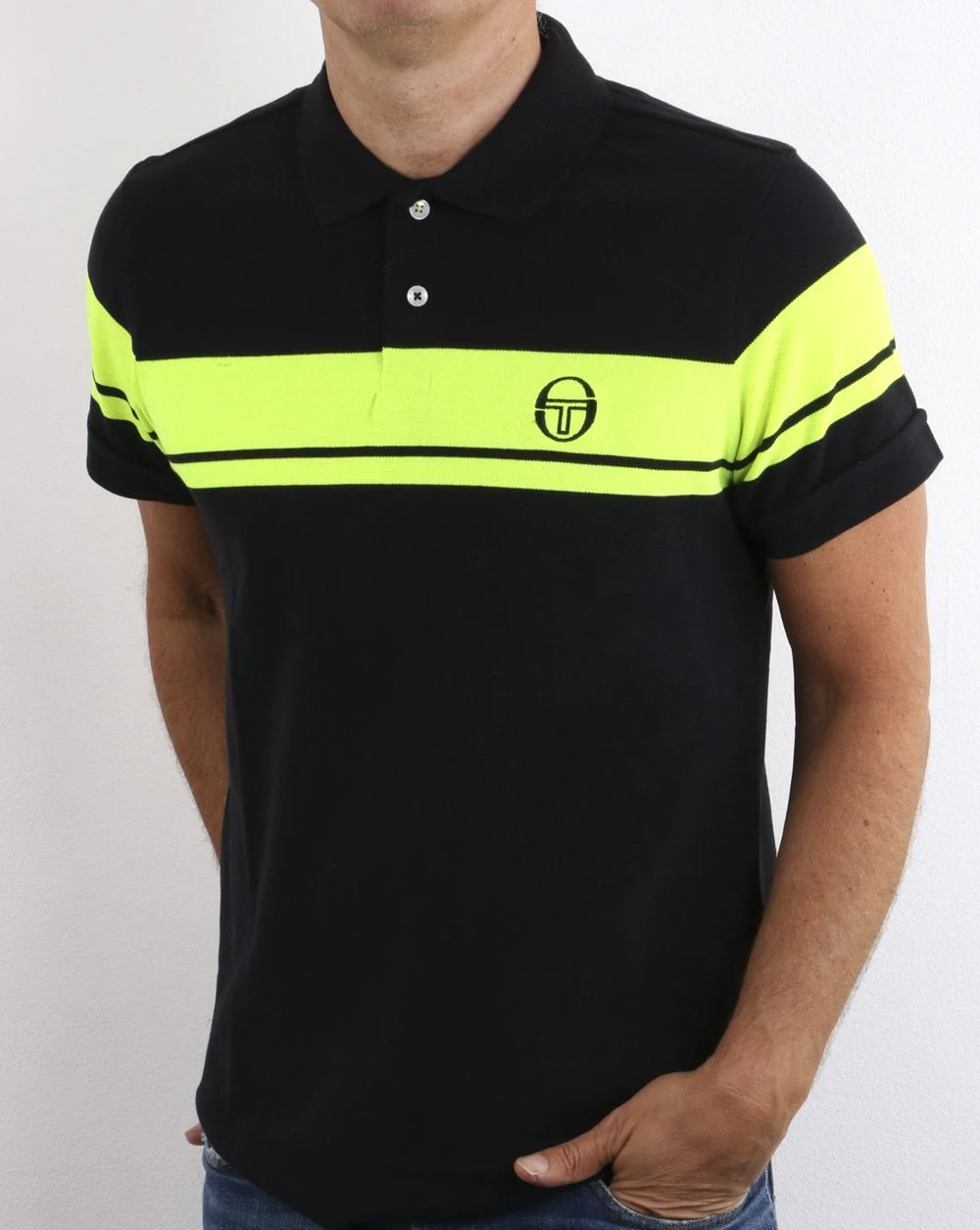 Sergio Tacchini Young Line Polo Shirt Black/Fluro