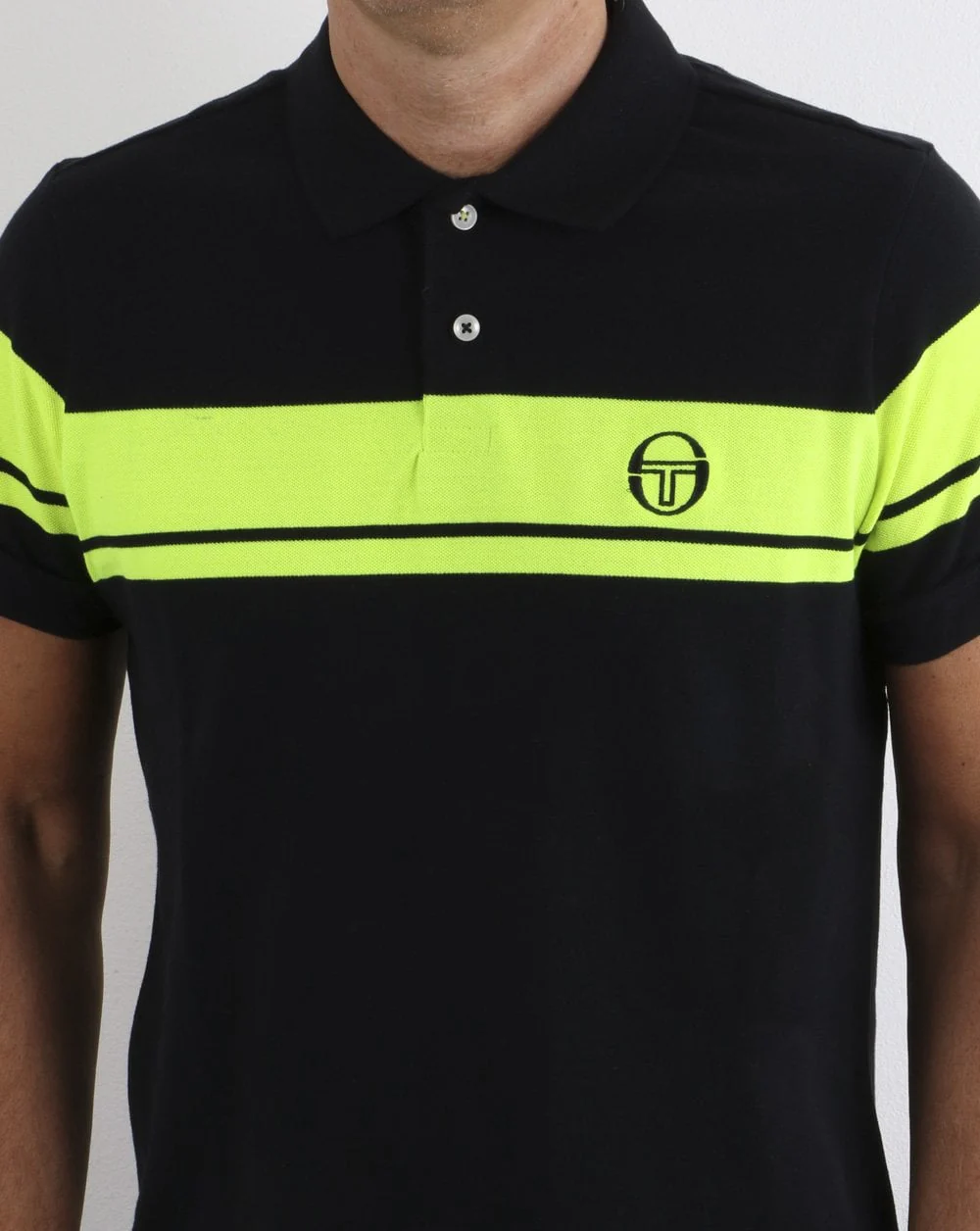 Sergio Tacchini Young Line Polo Shirt Black/Fluro - Image 2
