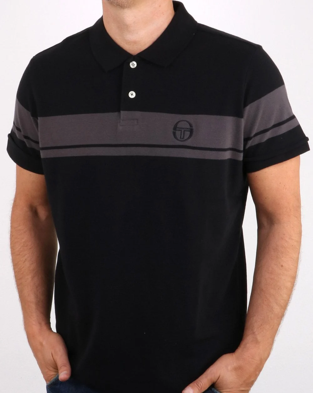 Sergio Tacchini Young Line Polo Shirt Black/grey - Image 3