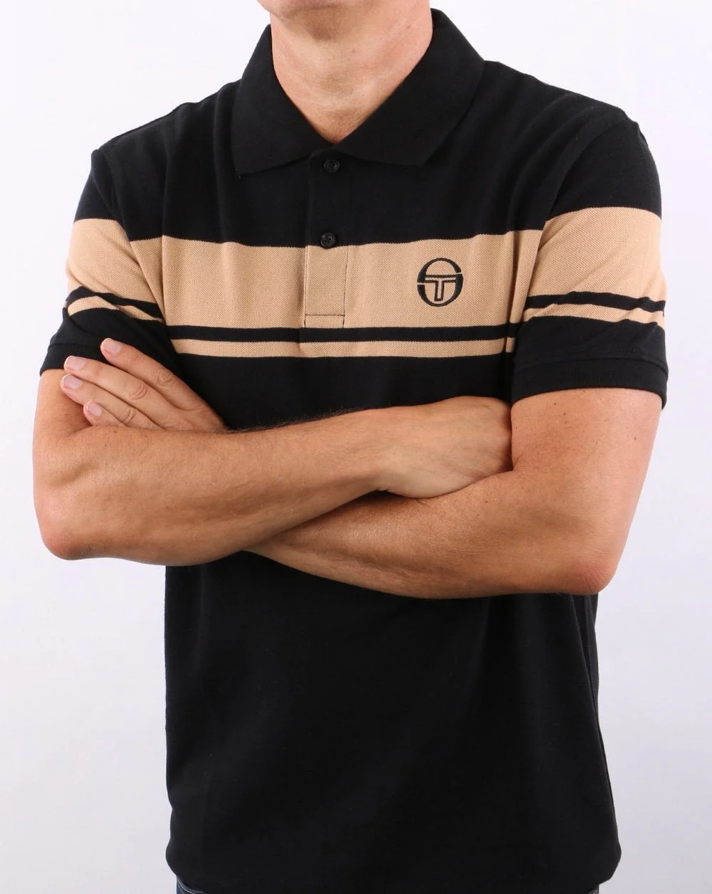 Sergio Tacchini Young Line Polo Shirt Black/Tan - Image 2