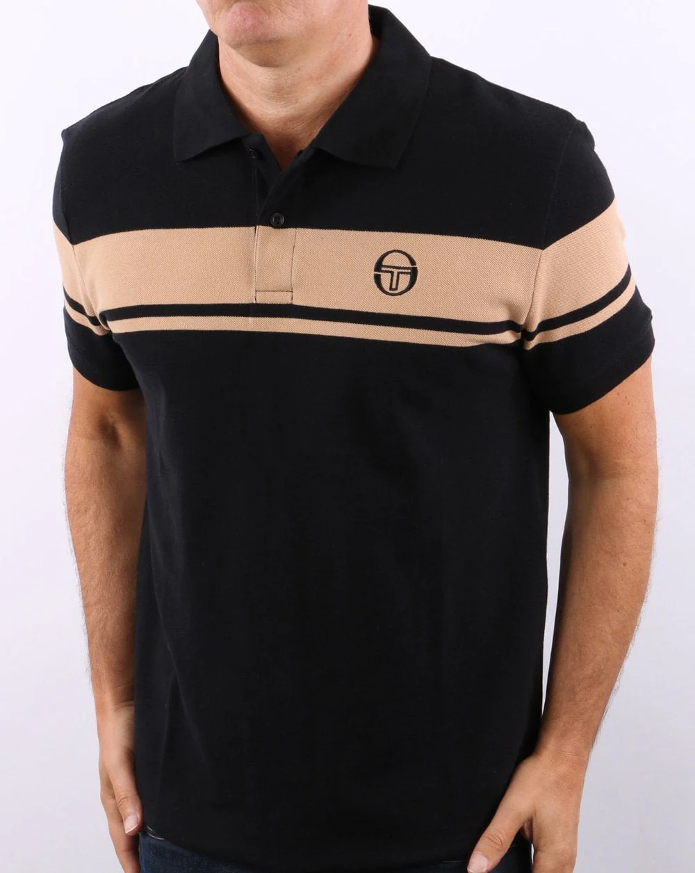 Sergio Tacchini Young Line Polo Shirt Black/Tan - Image 3