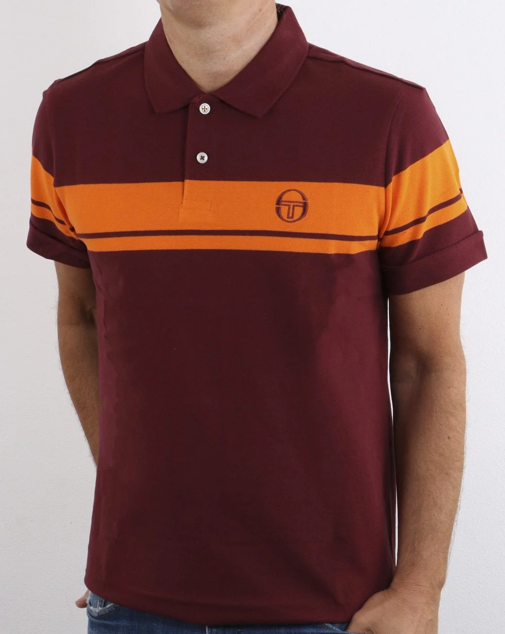 Sergio Tacchini Young Line Polo Shirt Bordeaux/Orange - Image 2