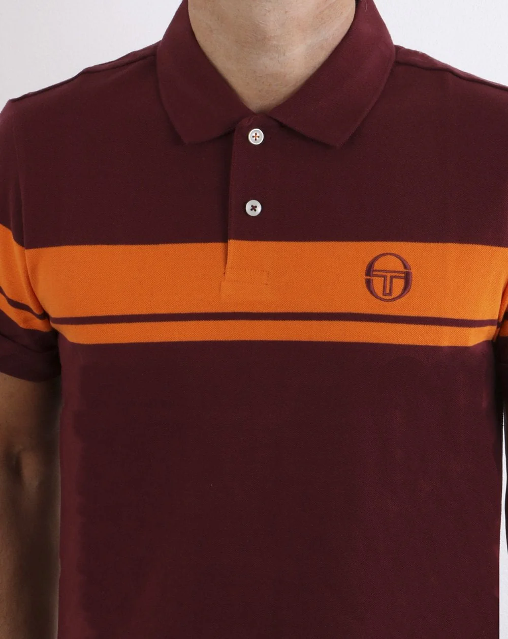 Sergio Tacchini Young Line Polo Shirt Bordeaux/Orange - Image 3