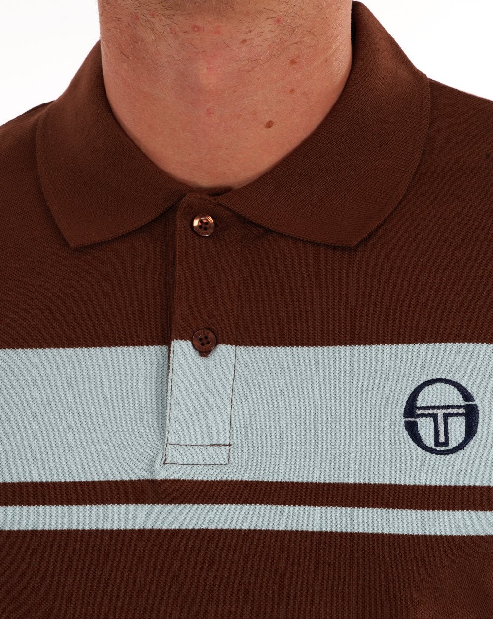 Sergio Tacchini Young Line Polo Shirt Brown/Sky Blue - Image 2