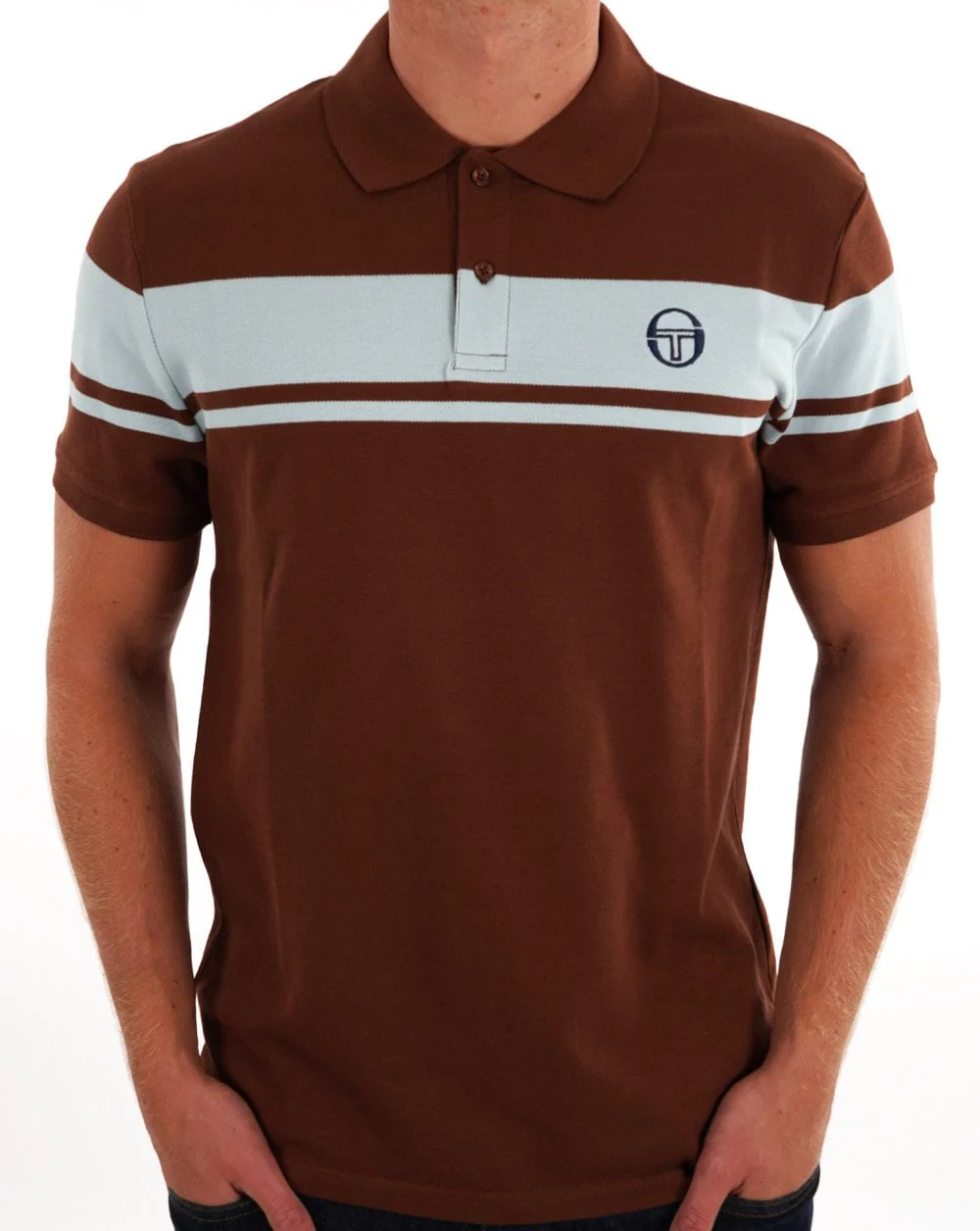 Sergio Tacchini Young Line Polo Shirt Brown/Sky Blue - Image 3