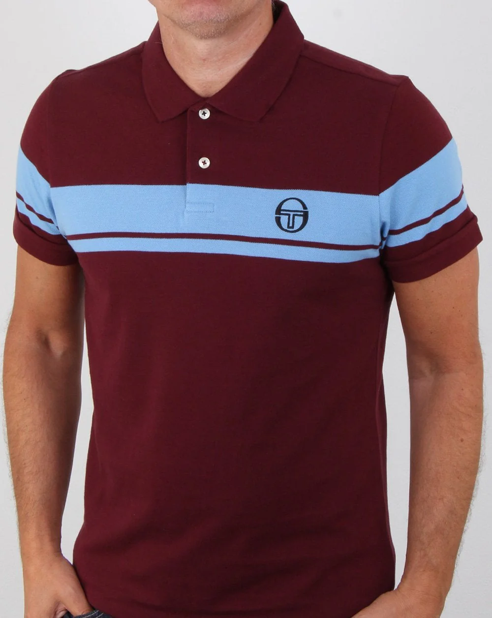 Sergio Tacchini Young Line Polo Shirt Claret/sky Blue