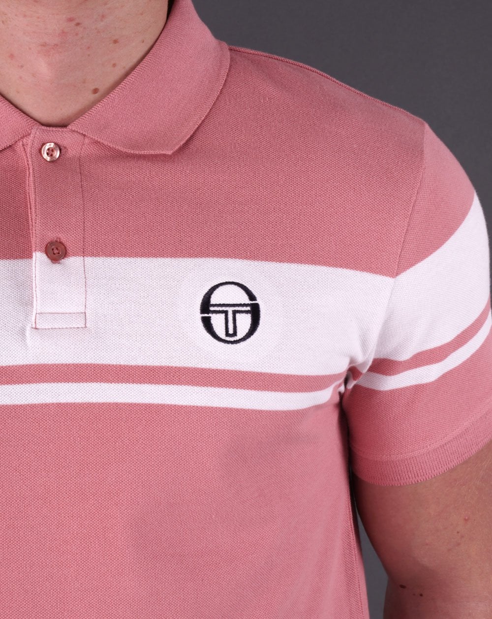 Sergio Tacchini Young Line Polo Shirt Deep Pink/White - Image 2