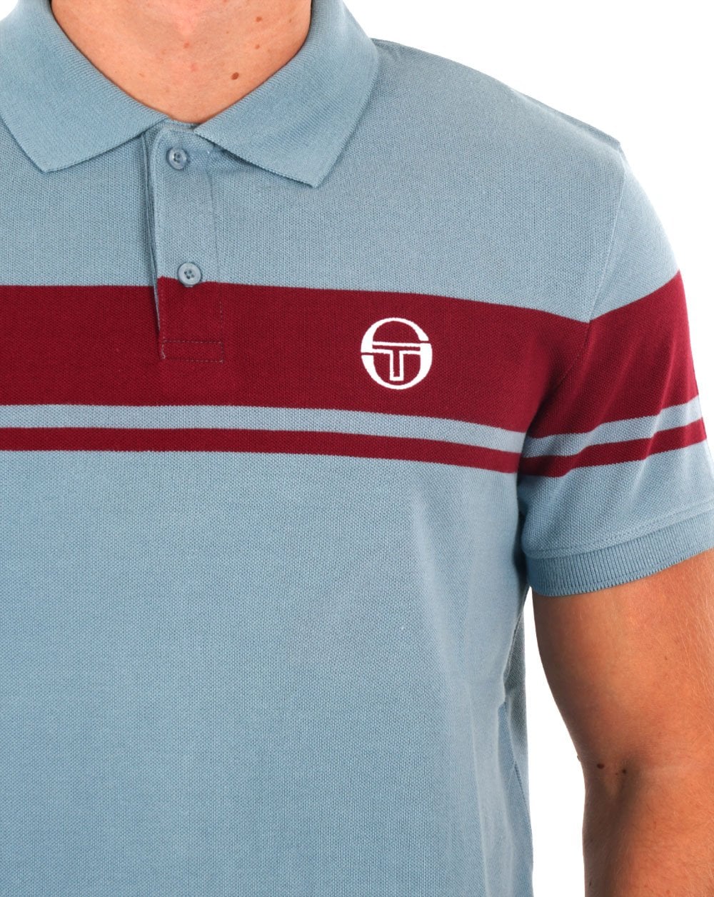 Sergio Tacchini Young Line Polo Shirt Dusky Blue - Claret - Image 2