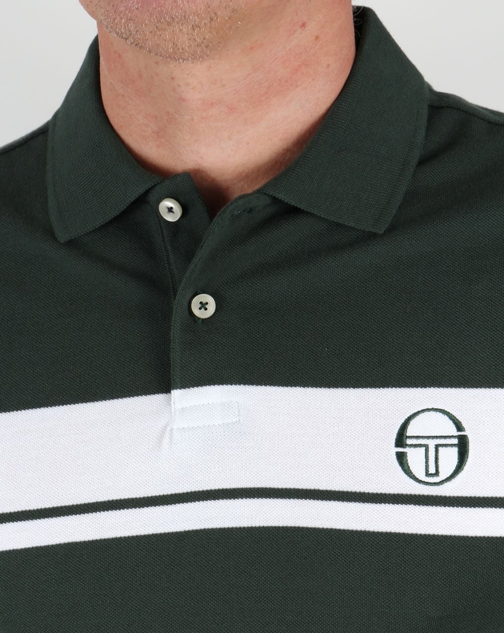 Sergio Tacchini Young Line Polo Shirt Forest Green/White - Image 2
