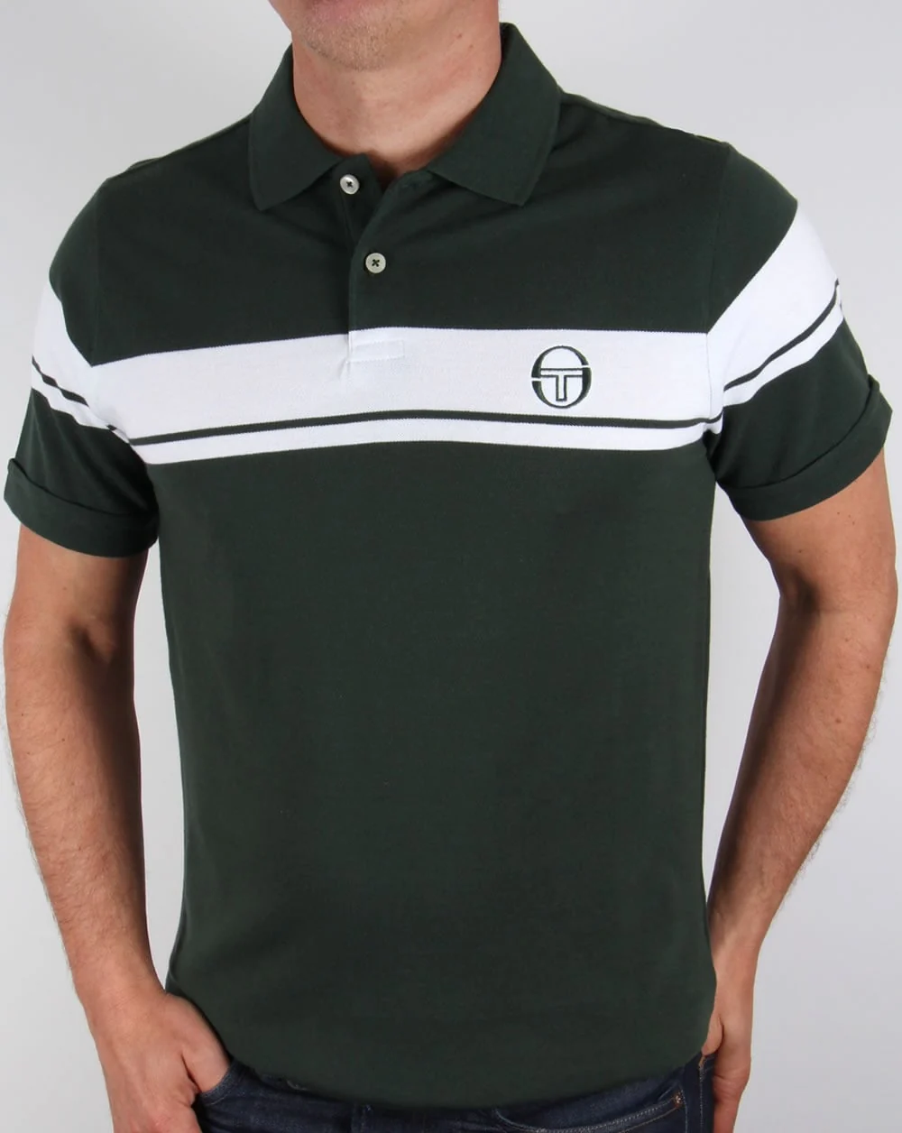 Sergio Tacchini Young Line Polo Shirt Forest Green/White - Image 3