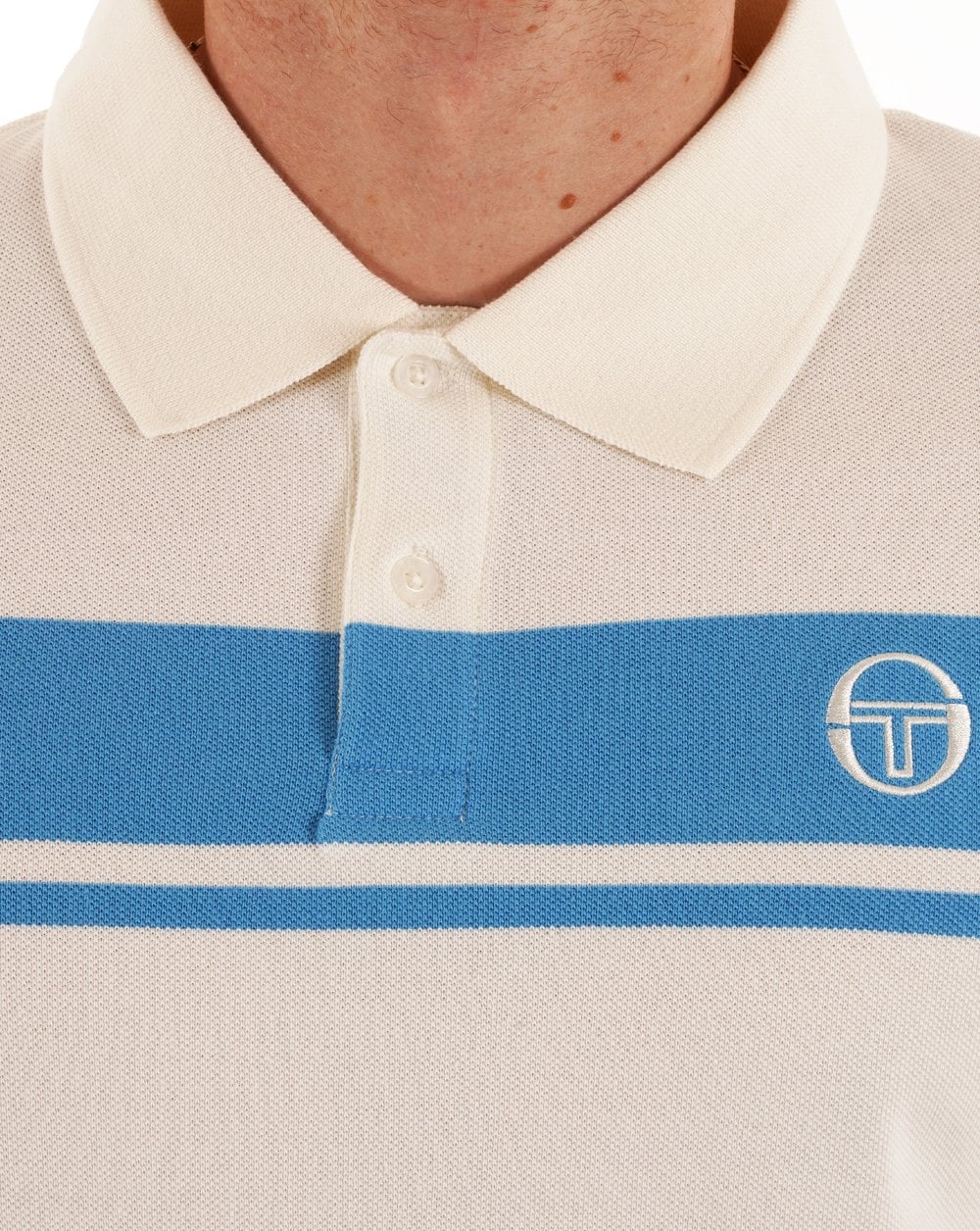 Sergio Tacchini Young Line Polo Shirt Gardenia / Azure Blue - Image 3