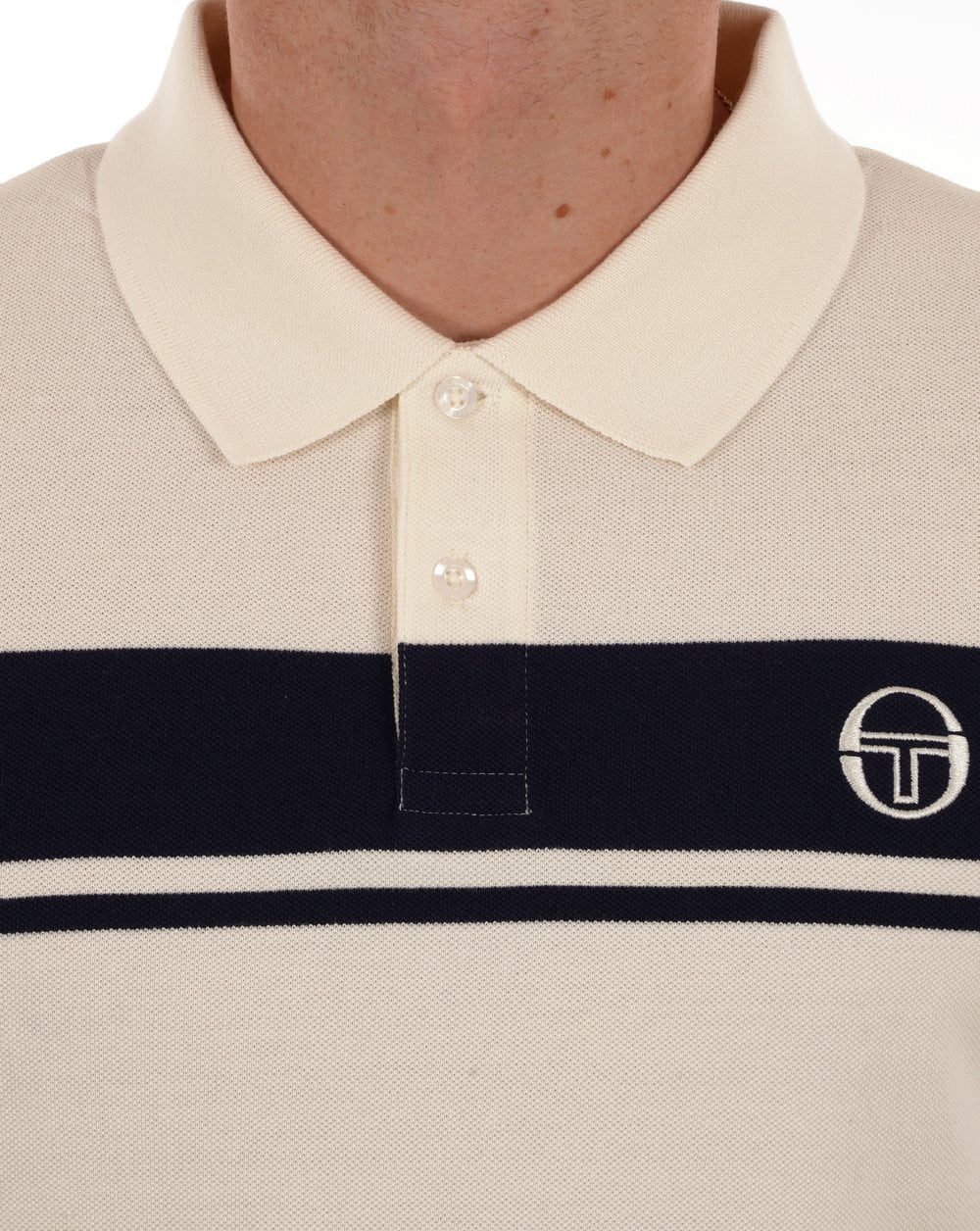 Sergio Tacchini Young Line Polo Shirt Gardenia/Navy Blue - Image 2