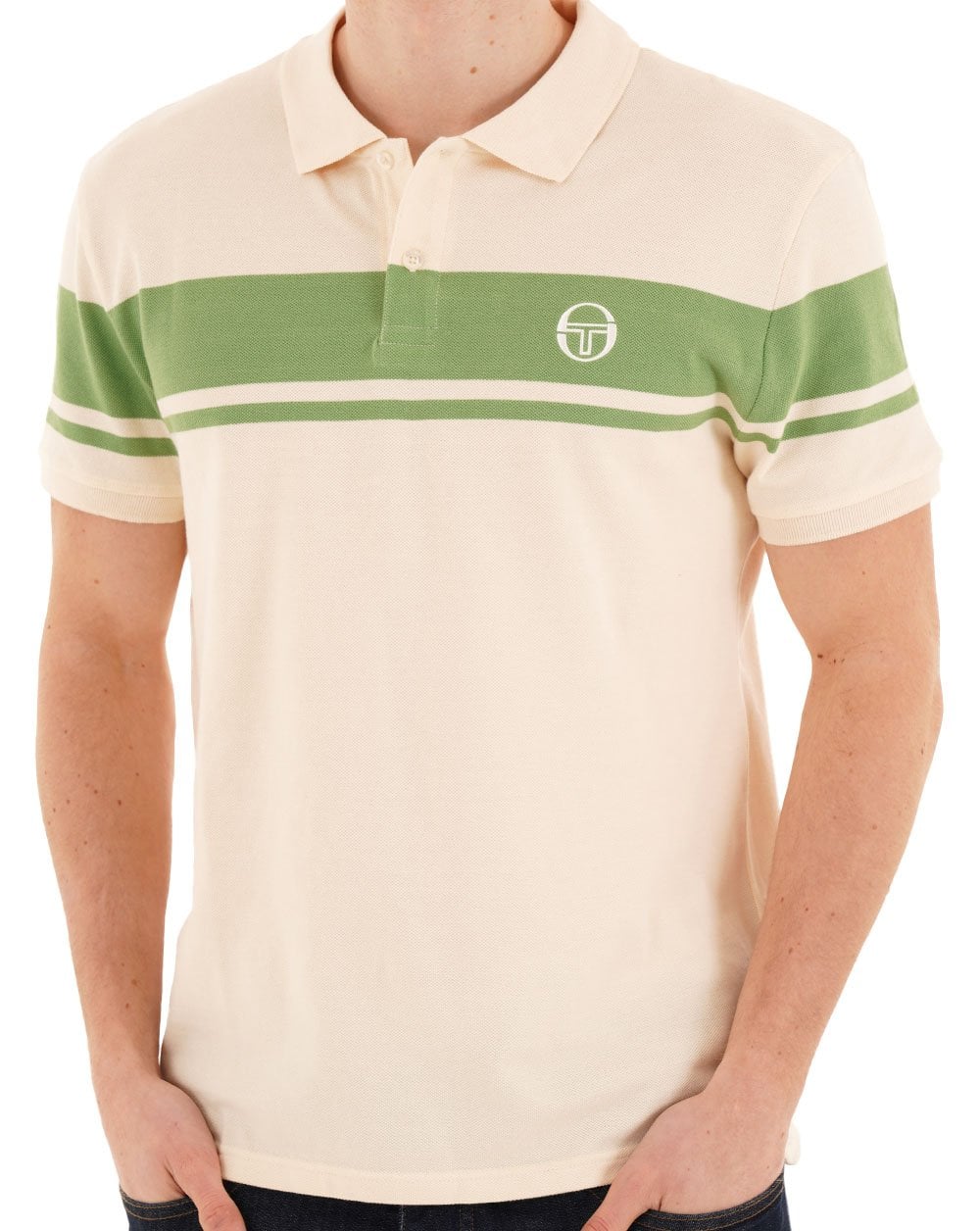 Sergio Tacchini Young Line Polo Shirt Ivory / Green - Image 3