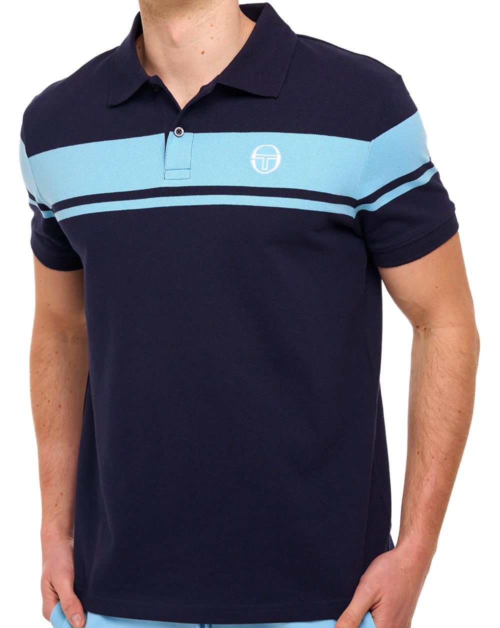 Sergio Tacchini Young Line Polo Shirt Navy Blue/Baltic Sea - Image 4